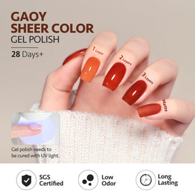 GAOY gel nail polish set packaging with six colours displayed