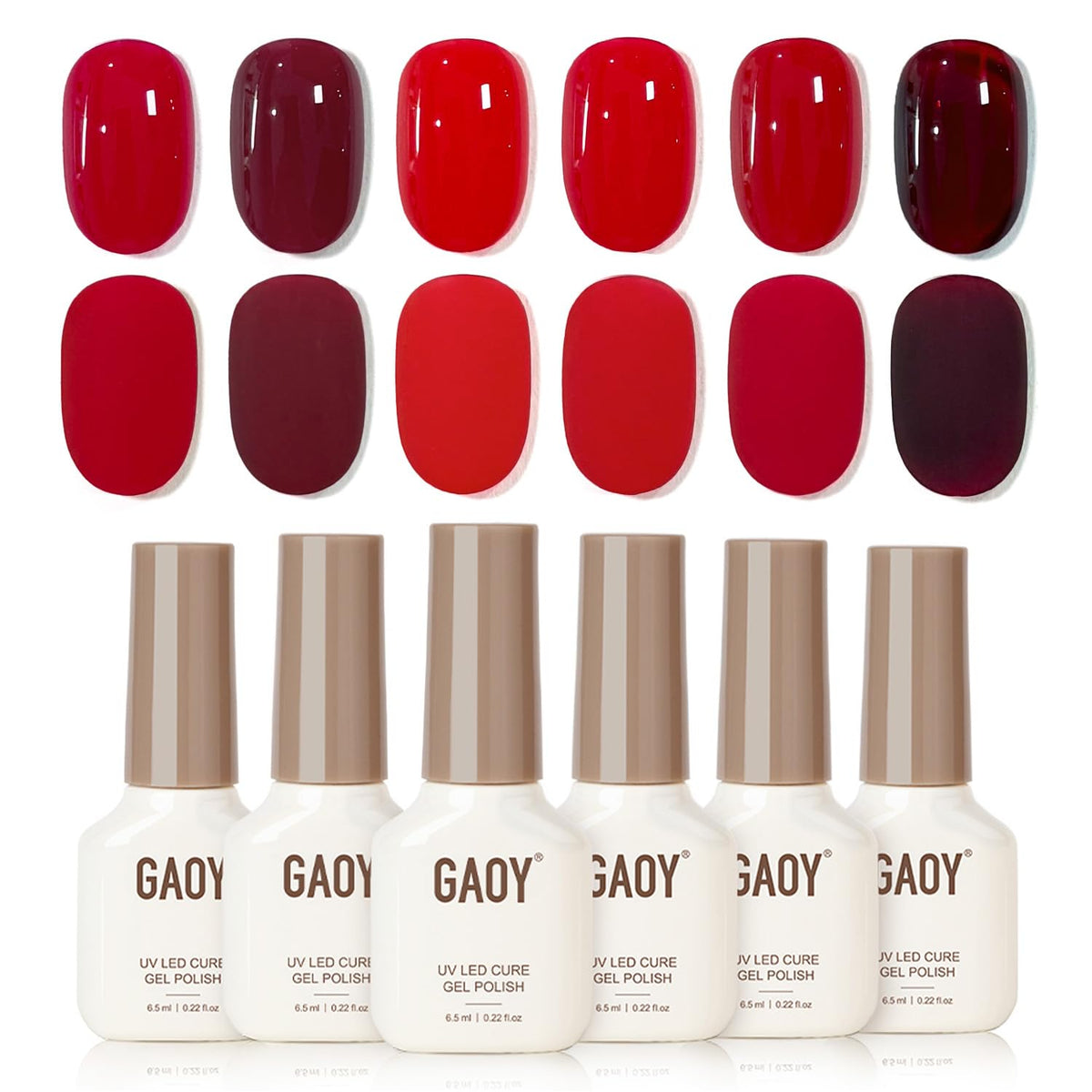 GAOY Gel Nail Polish Set with six vibrant colours front view