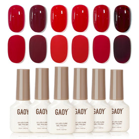 GAOY Gel Nail Polish Set with six vibrant colours front view