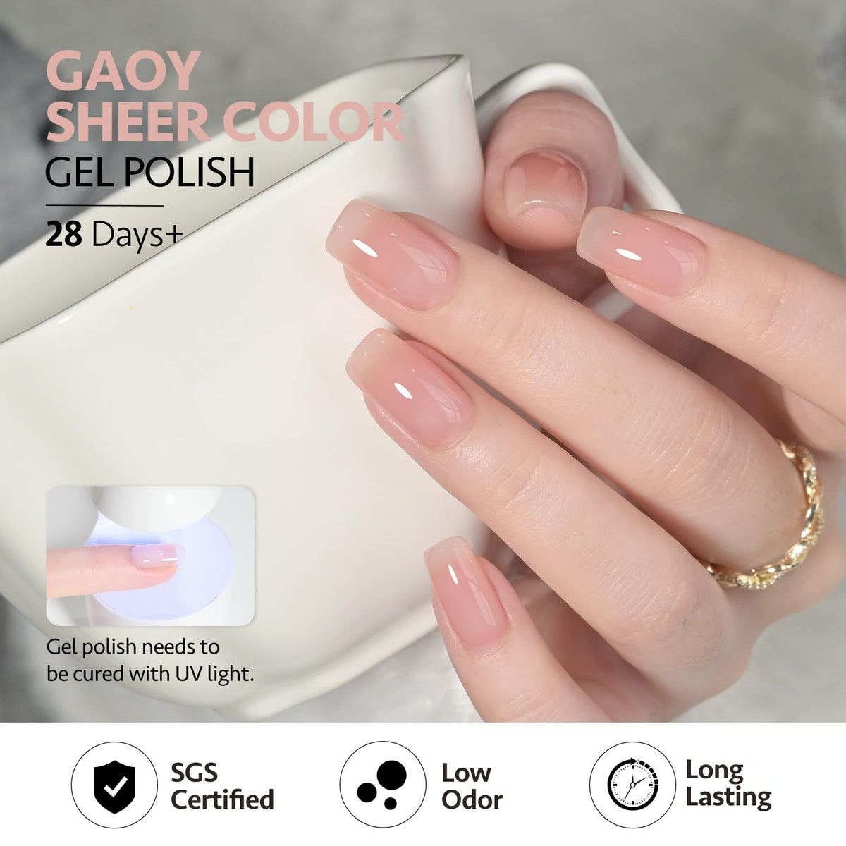 GAOY gel polish bottles arranged neatly on a table