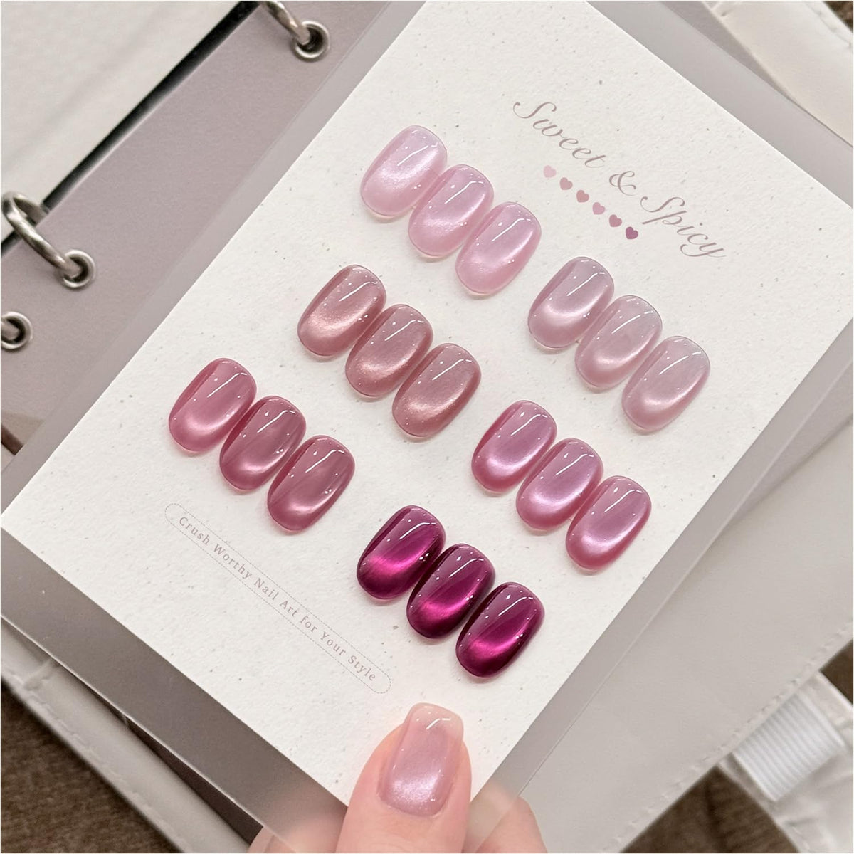 GAOY gel polish colours arranged in a fan display