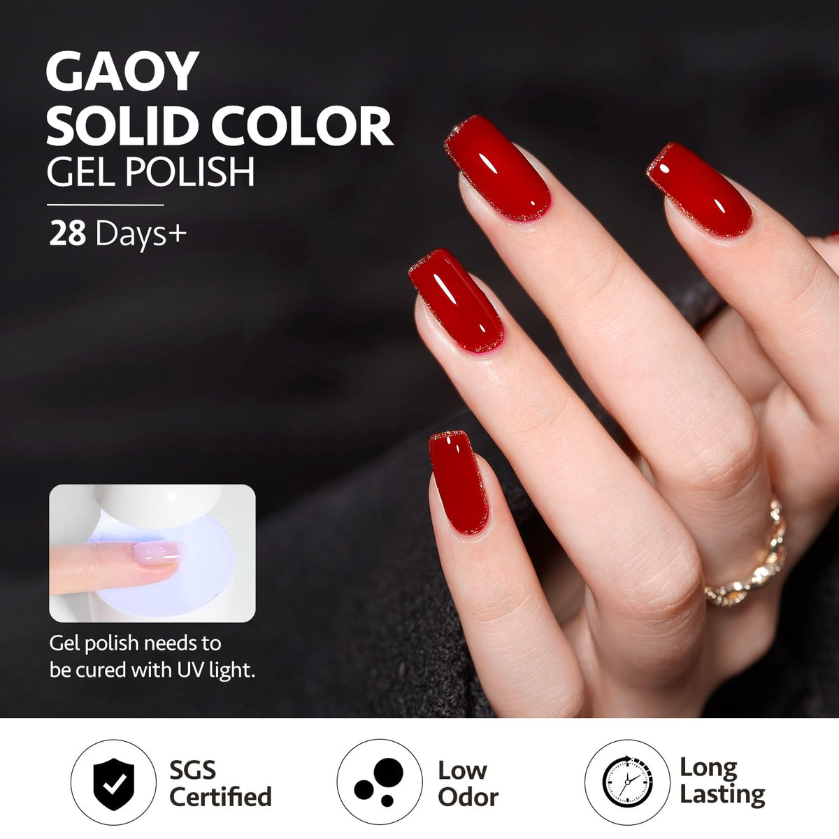 GAOY gel polish curing under UV LED lamp
