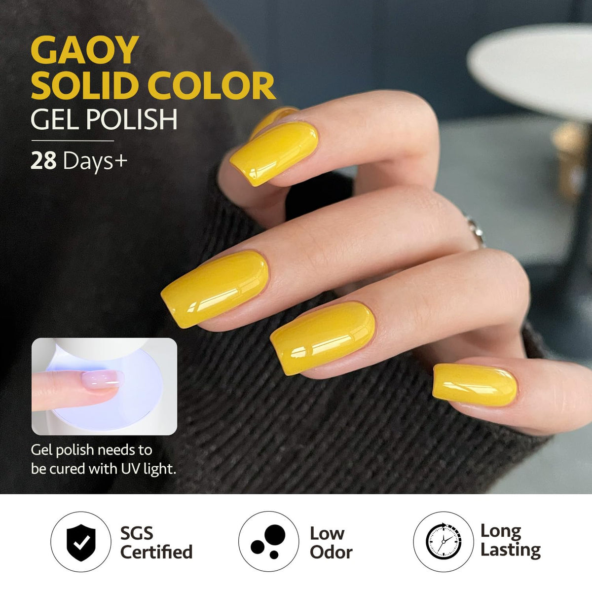 GAOY gel polish in Moss Green shade on a nail