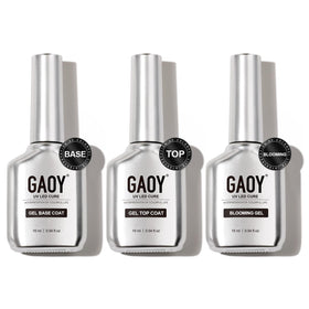 GAOY Gel Top Coat 16ml front view with chrome silver design