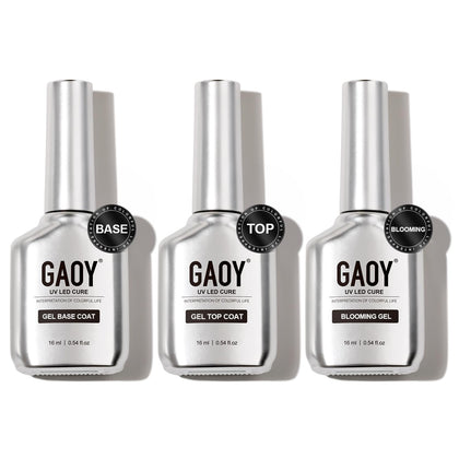GAOY Gel Top Coat 16ml front view with chrome silver design