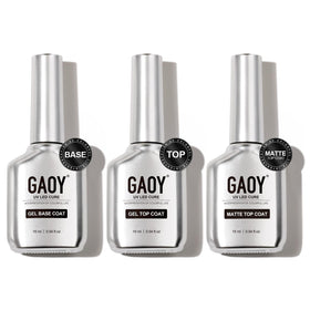 GAOY Gel Top Coat Set 16ml bottles with chrome silver design