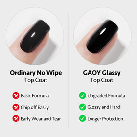 GAOY Gel Top Coat Set glossy finish on manicured nails