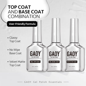 GAOY Gel Top Coat Set showing three bottles side by side