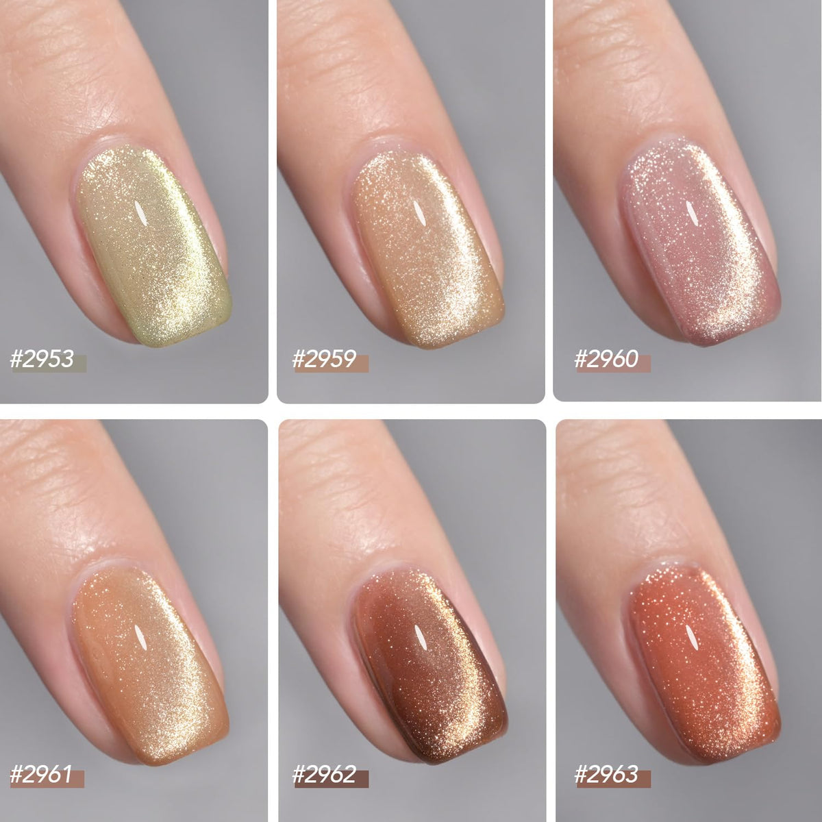 GAOY Glitter Cat Eye Gel Nail Polish bottles arranged neatly