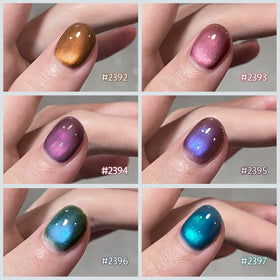 GAOY Glitter Cat Eye Gel Nail Polish colours arranged on a table