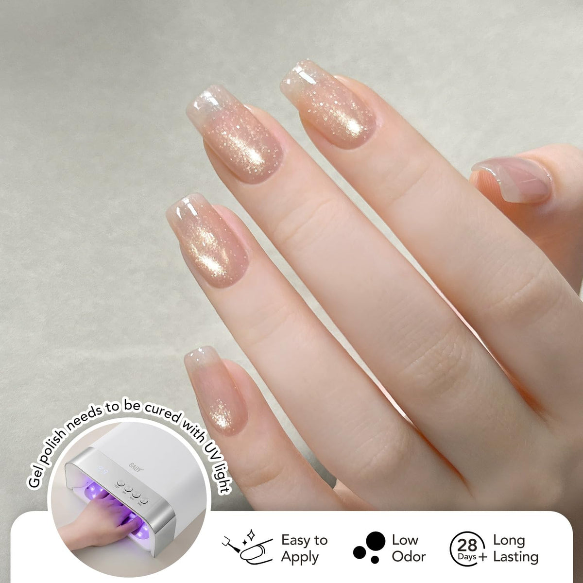 GAOY Glitter Cat Eye Gel Nail Polish set packaging