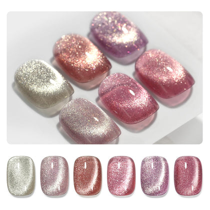 GAOY Glitter Cat Eye Gel Nail Polish Set with 6 colours and magnet