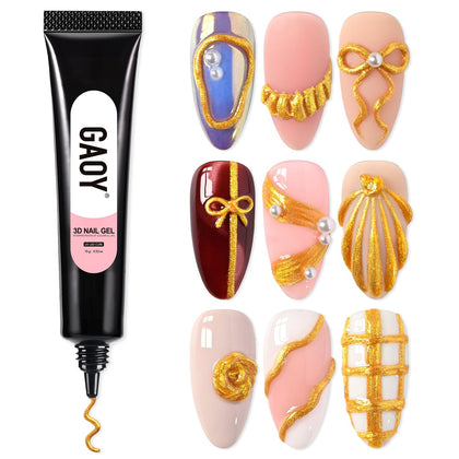 GAOY Gold 3D Nail Gel 15g tube front view
