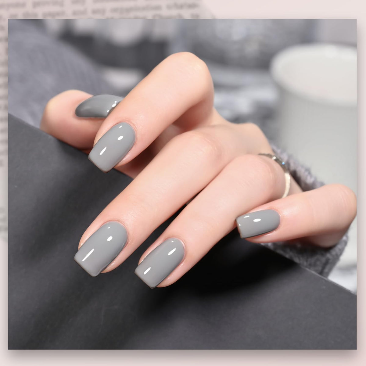 GAOY Gray Gel Nail Polish applied on nails