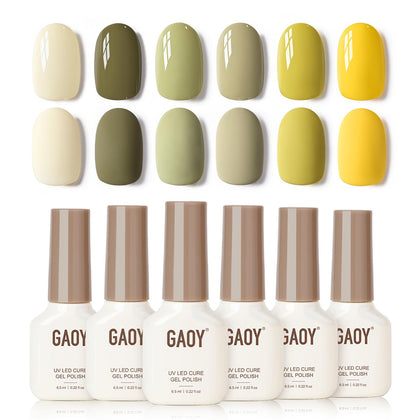 GAOY Green Gel Nail Polish Set with six shades displayed