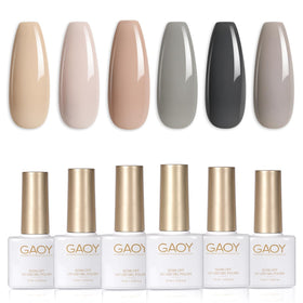 GAOY Grey Nude Gel Nail Polish Set front view with six colours