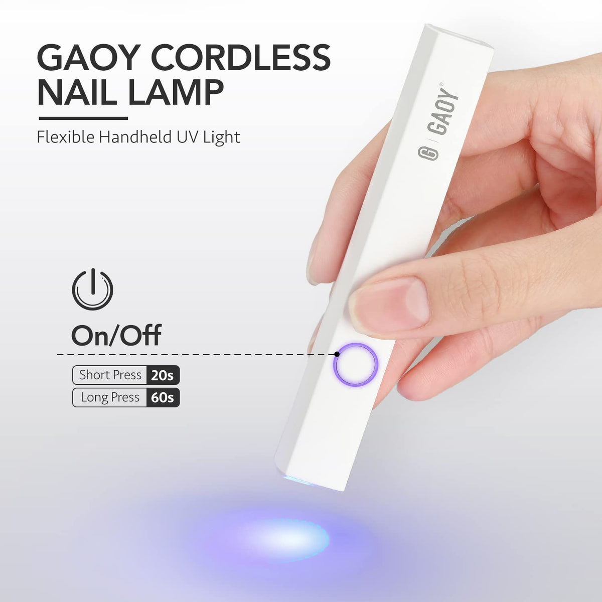 GAOY Handheld UV Light for Gel Nails side view