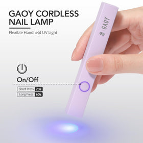 GAOY Handheld UV Light showing cordless design and buttons