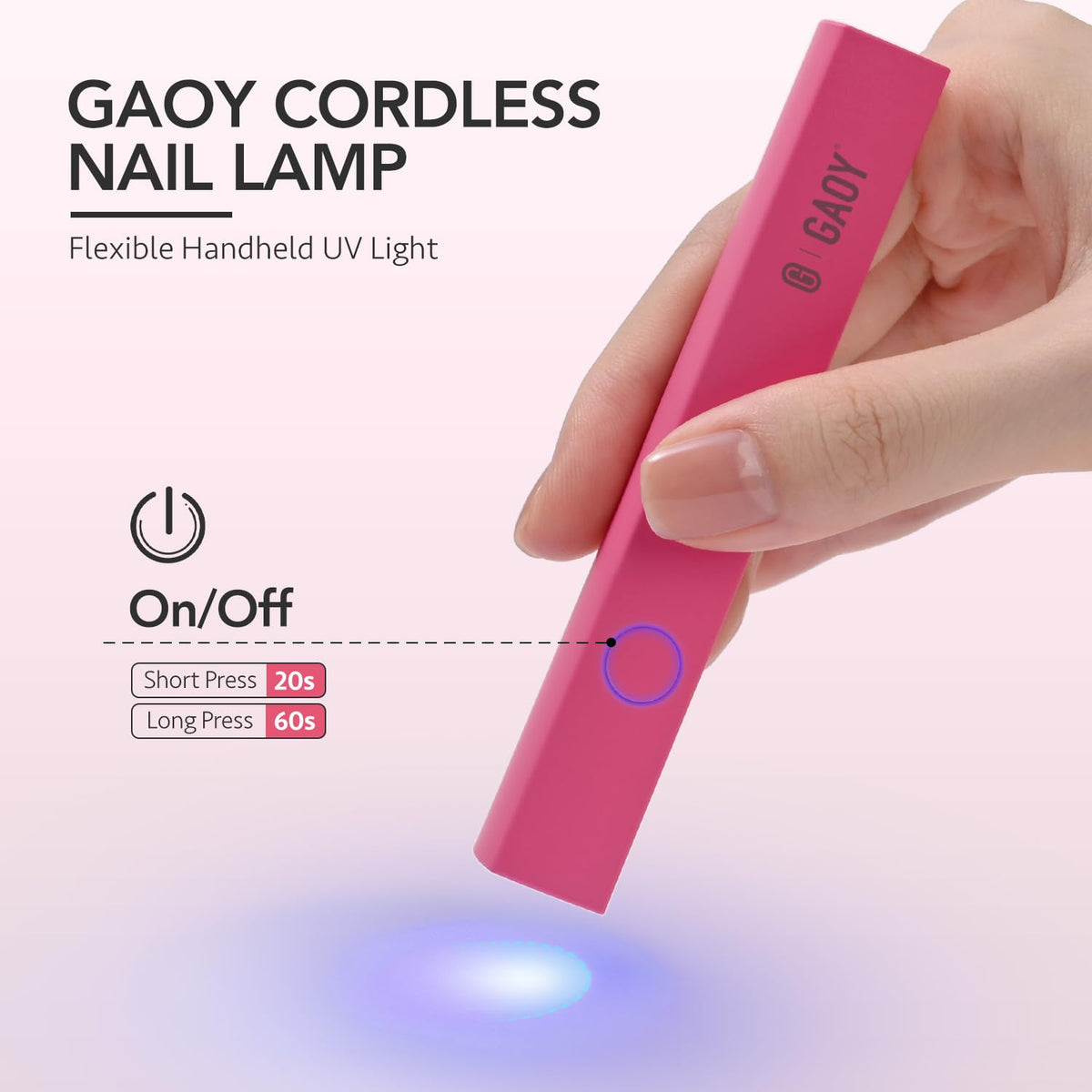 GAOY Handheld UV Light showing USB charging port