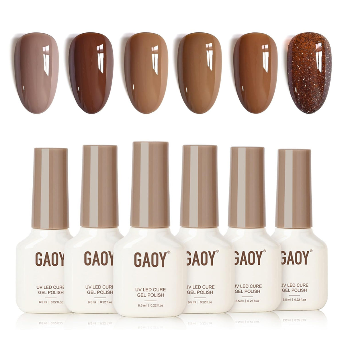 GAOY Hazelnut Chocolate Gel Nail Polish Set with six colours