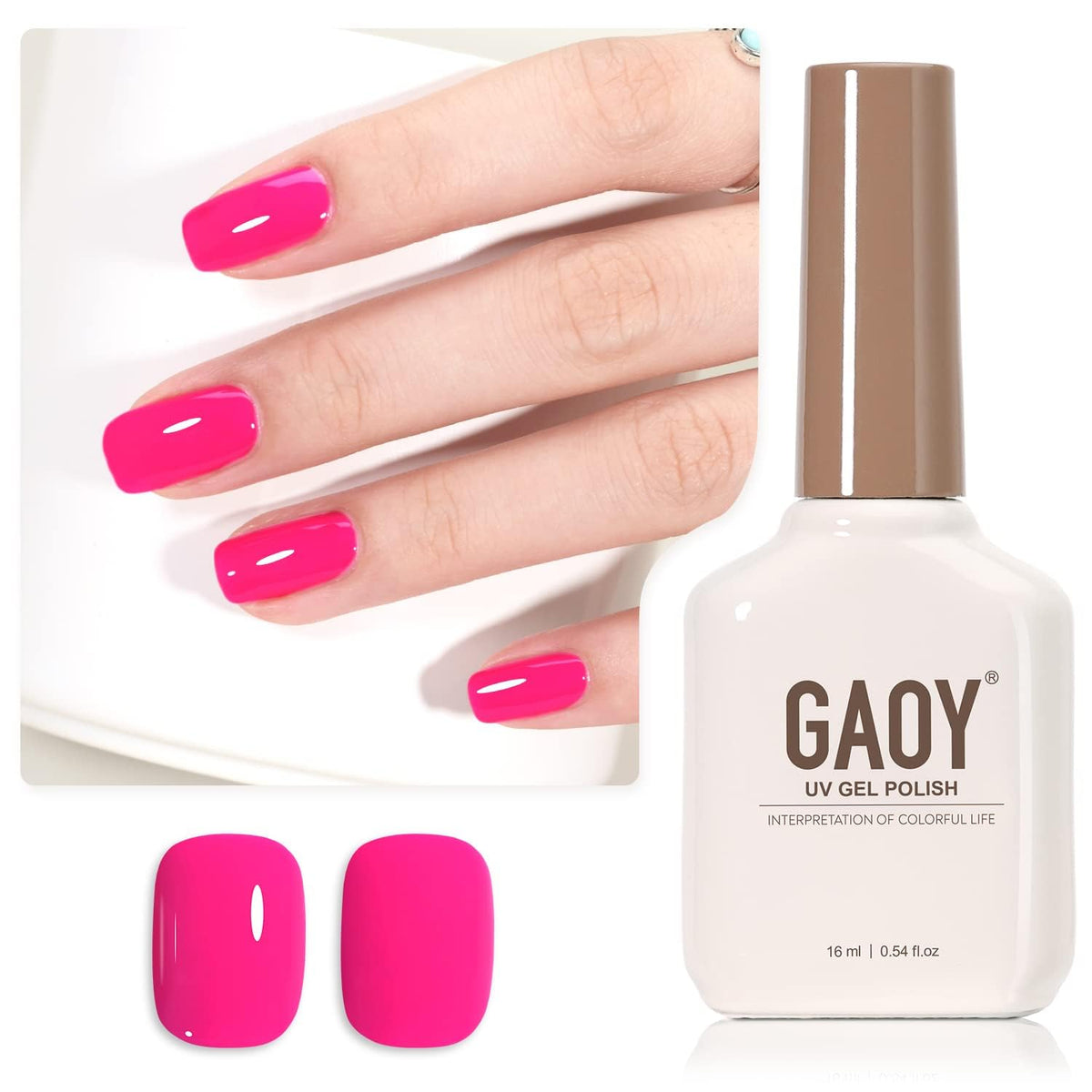 GAOY Hot Pink Gel Nail Polish 16ml front view