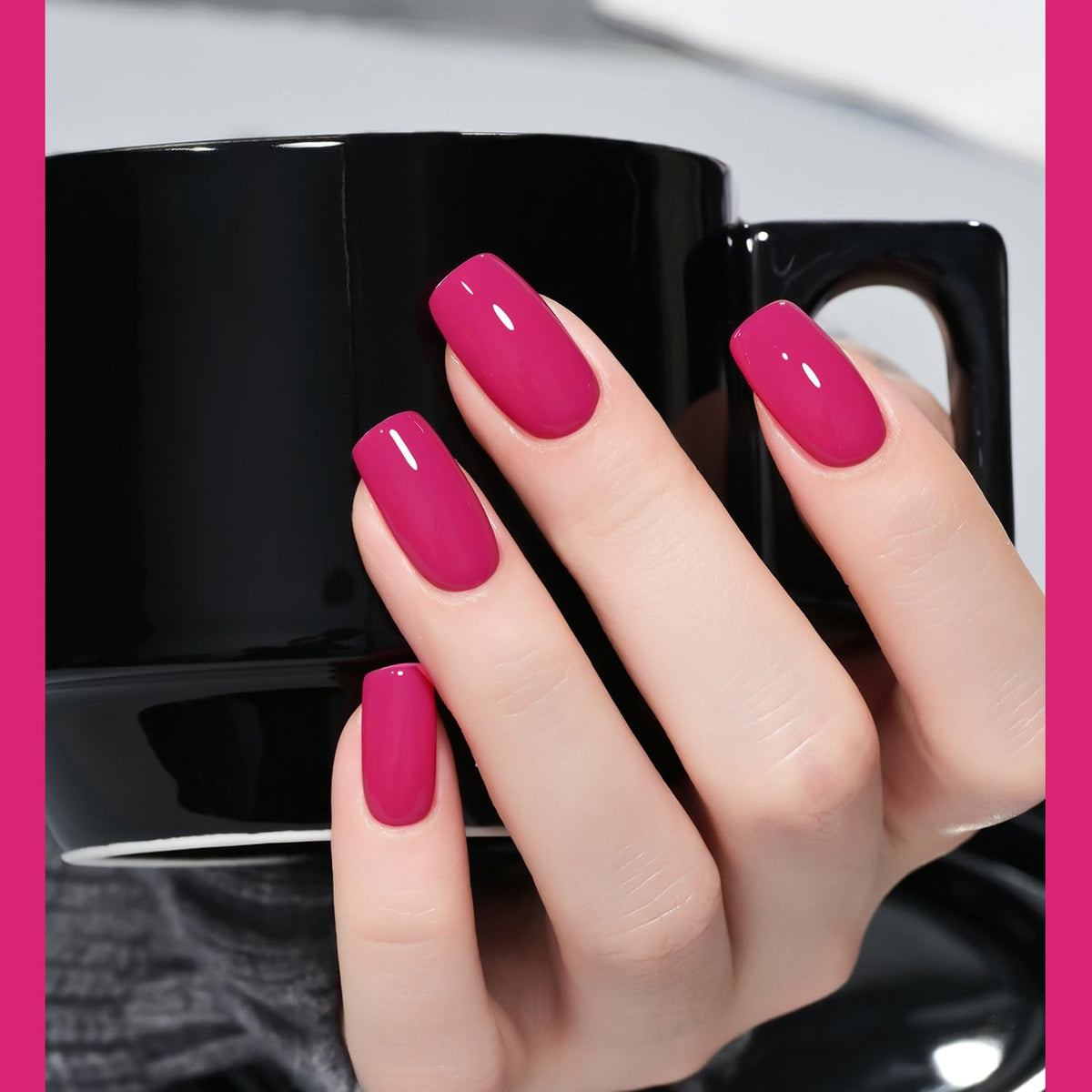 GAOY Hot Pink Gel Nail Polish application on nails