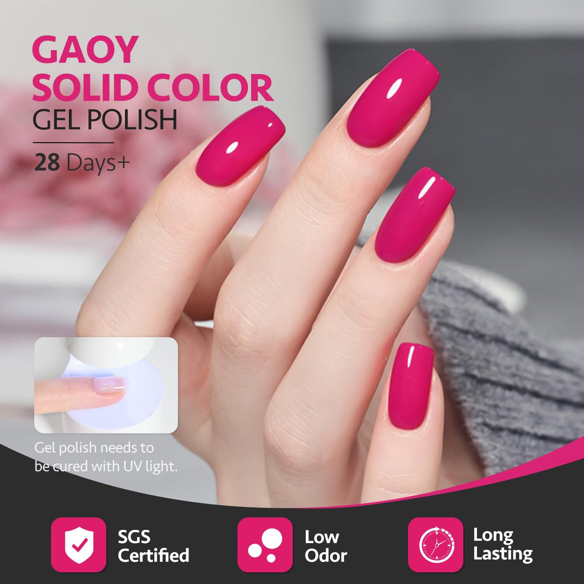 GAOY Hot Pink Gel Nail Polish with nail art tools