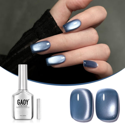 GAOY Jelly Blue Cat Eye Gel Nail Polish 16ml front view
