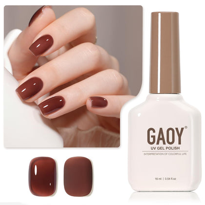 GAOY Jelly Brown Gel Nail Polish 16ml Chestnut Jam front view