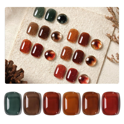 GAOY Jelly Brown Gel Nail Polish Set with six bottles