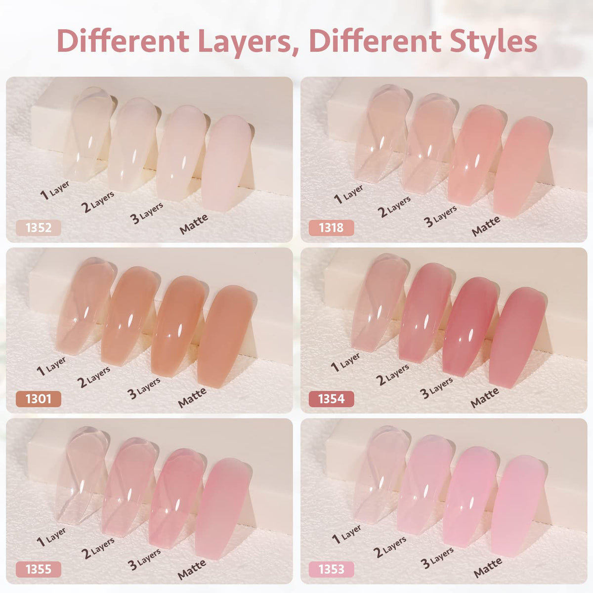 GAOY Jelly Gel Nail Polish bottles showing sheer colour range