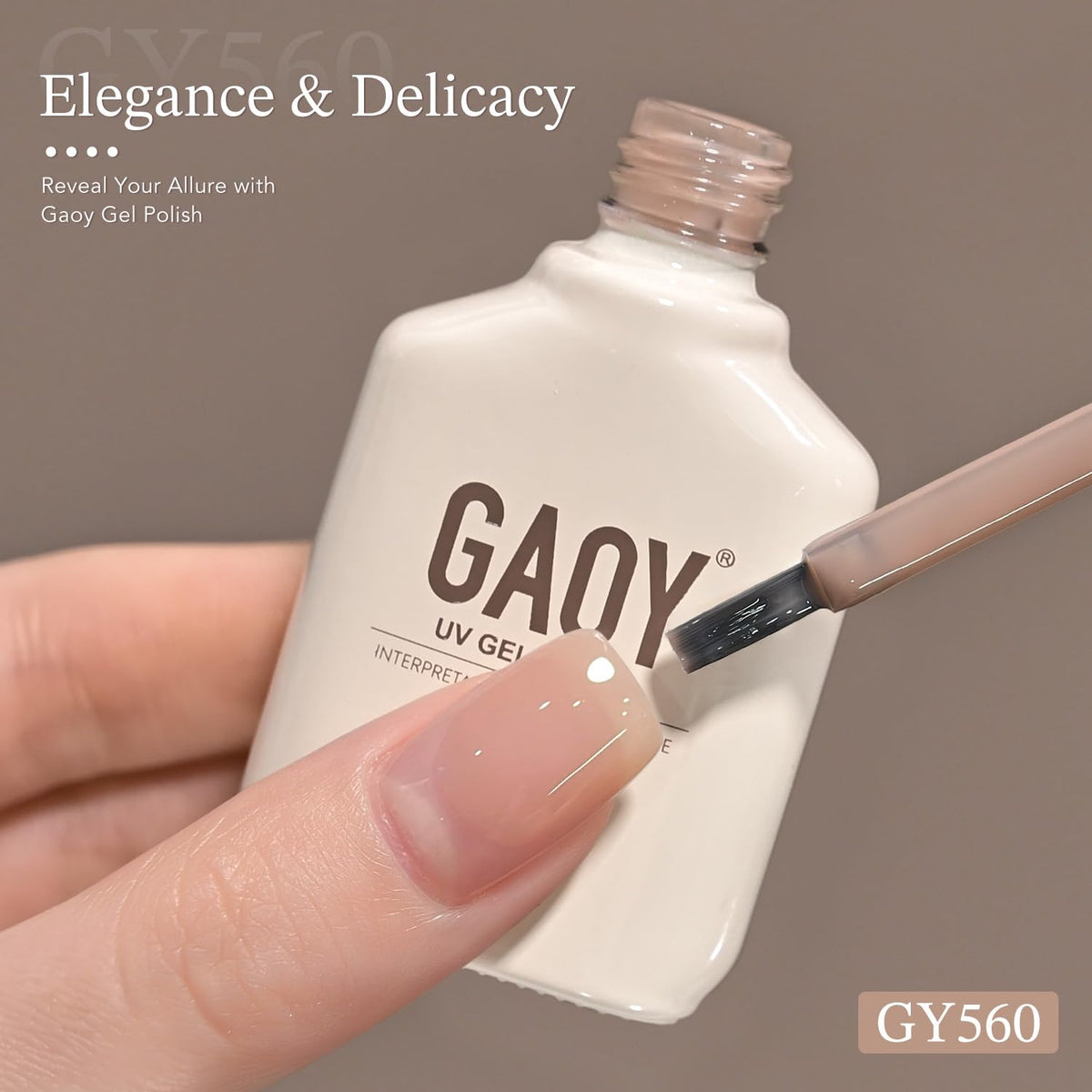 GAOY Jelly Gel Nail Polish Haute Nude application on nails