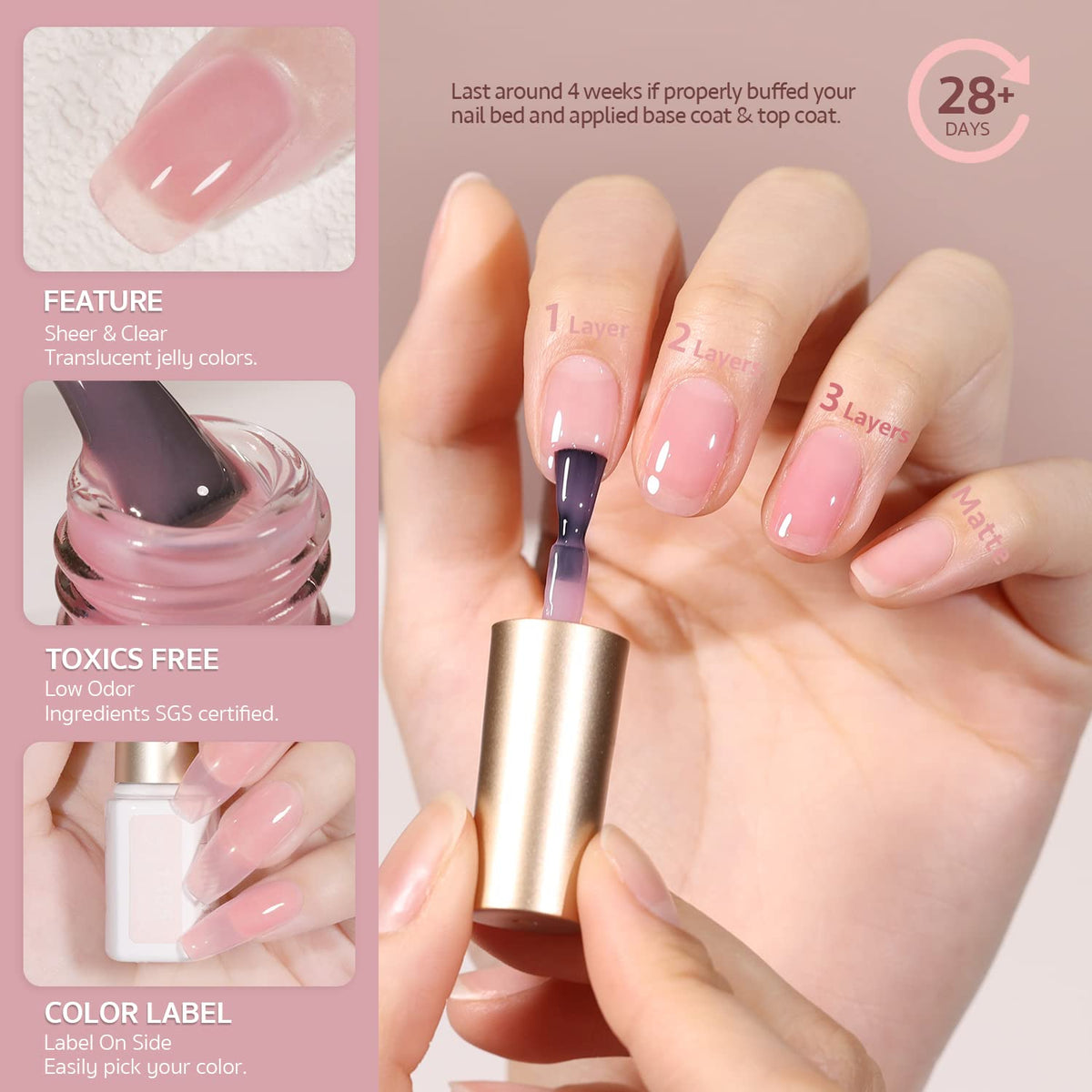 GAOY Jelly Gel Nail Polish set displayed with nail art tools