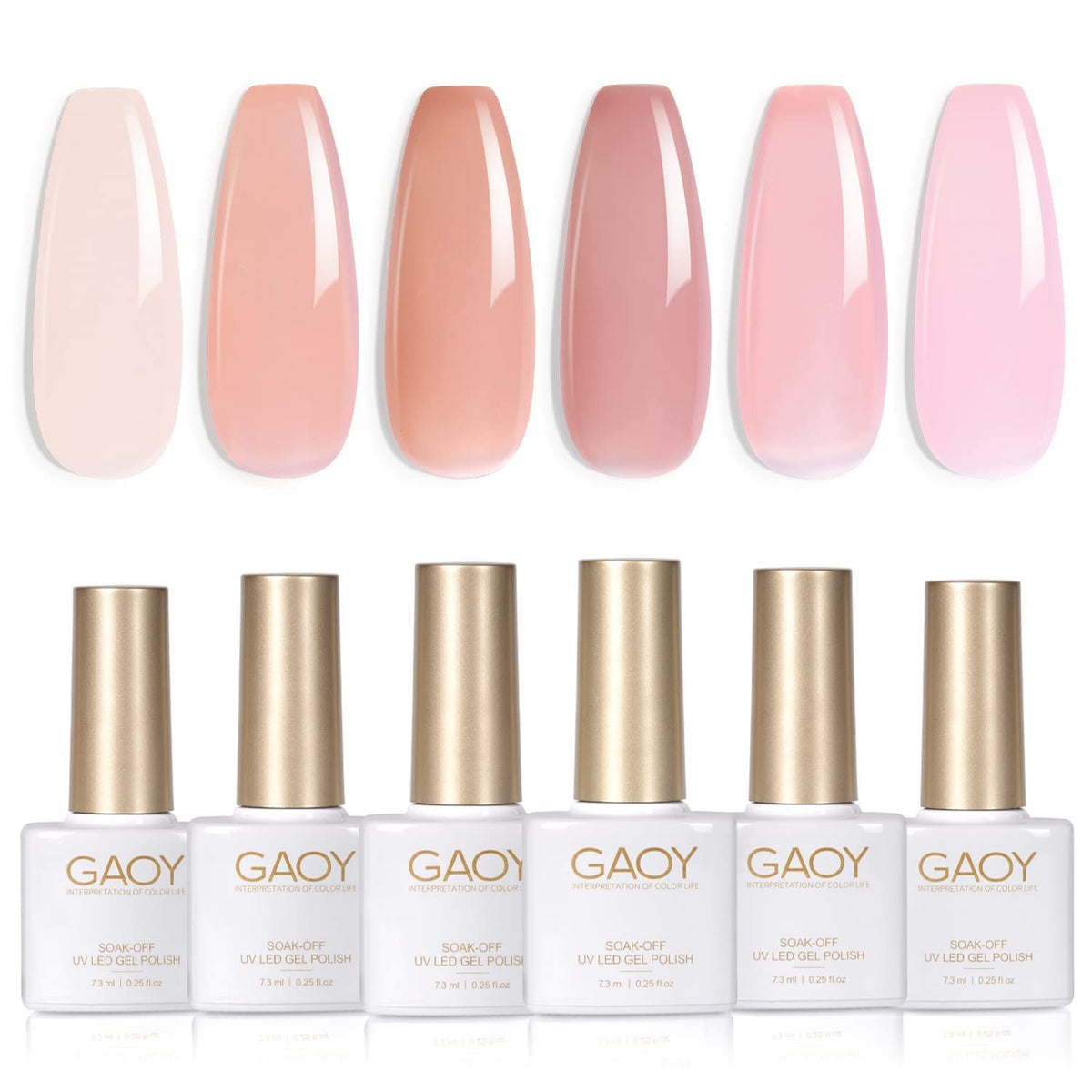 GAOY Jelly Gel Nail Polish Set with six sheer colours front view