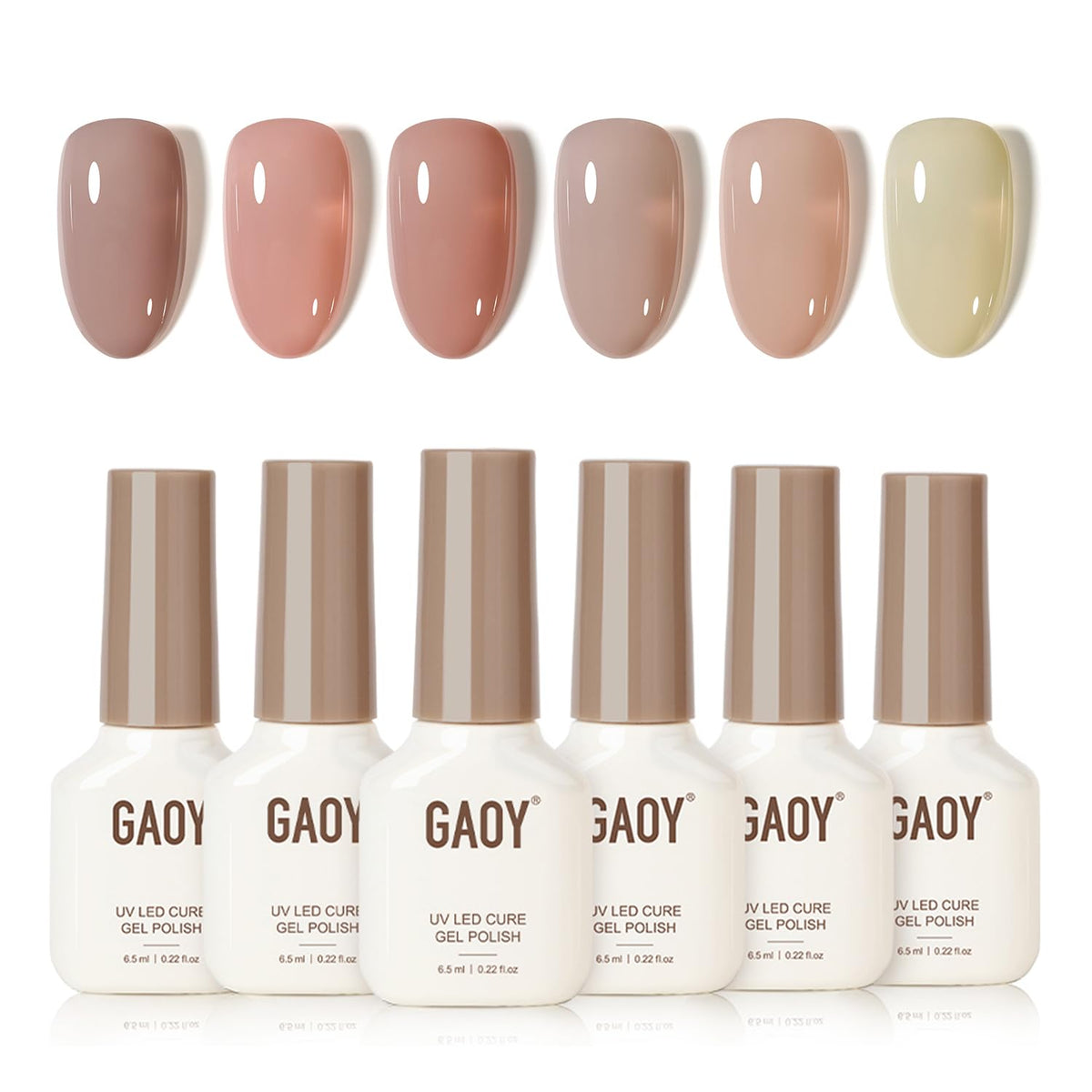 GAOY Jelly Gel Polish Set with six pink nude shades