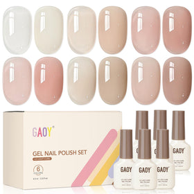 GAOY Jelly Gel Polish Set with six pink nude shades