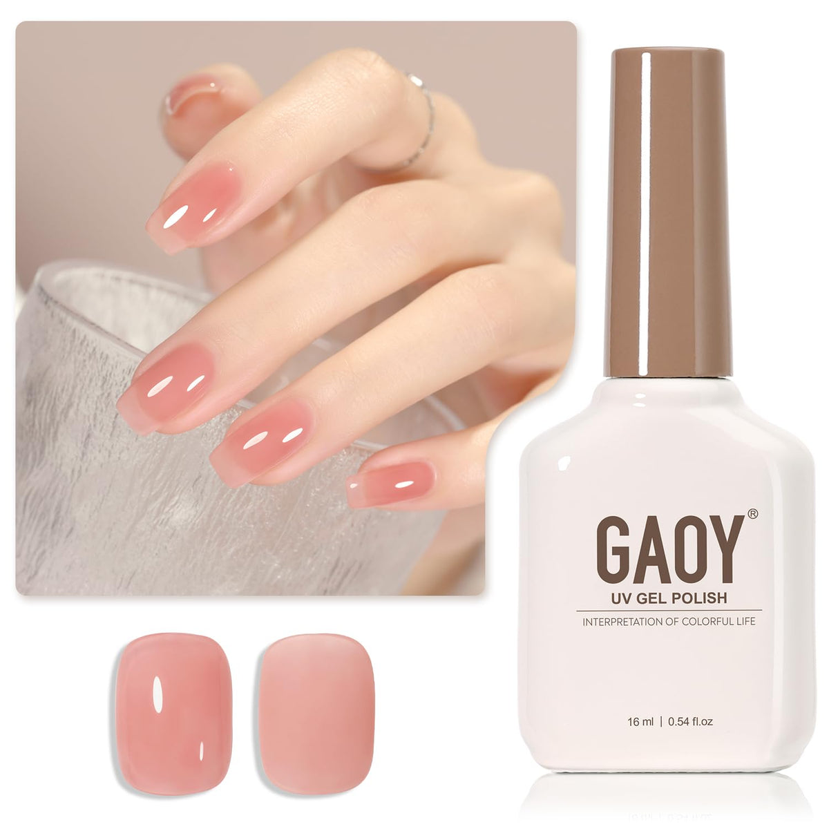 GAOY Jelly Nude Gel Nail Polish 16ml Blush Pink front view