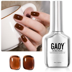GAOY Jelly Nude Gel Nail Polish 16ml sheer dark brown bottle front view