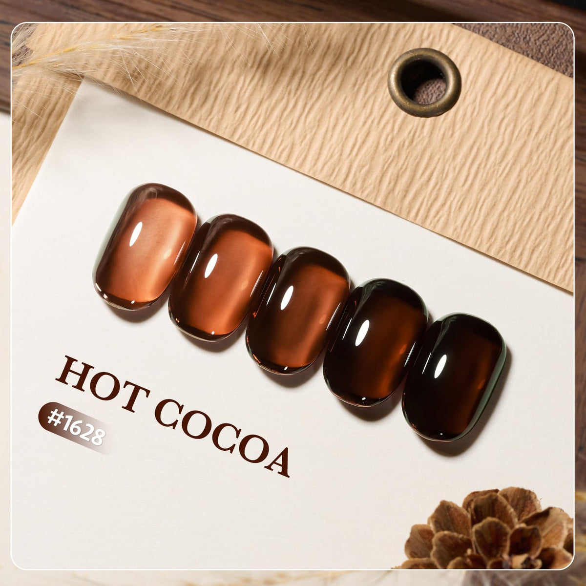 GAOY Jelly Nude Gel Nail Polish 16ml sheer dark brown bottle side view