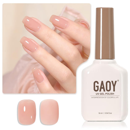 GAOY Jelly Nude Gel Nail Polish 16ml sheer peach front view