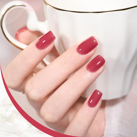 GAOY Jelly Nude Gel Nail Polish 16ml sheer pink application on nails