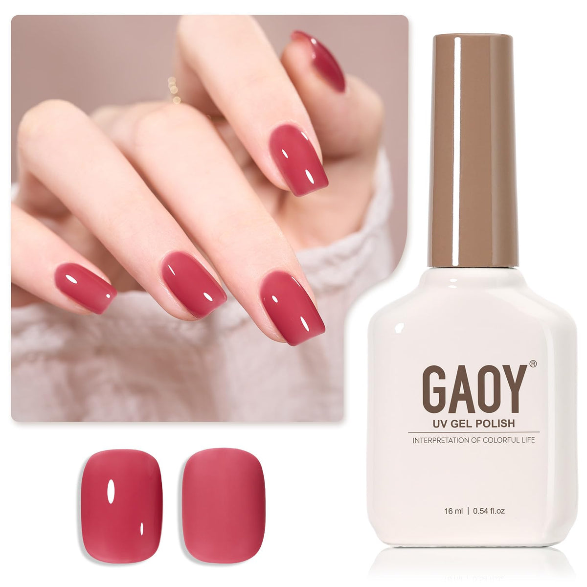 GAOY Jelly Nude Gel Nail Polish 16ml sheer pink bottle front view