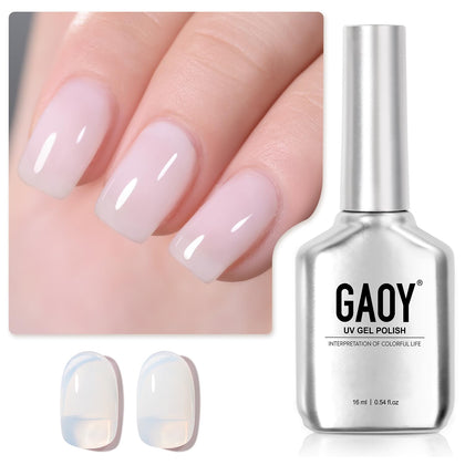 GAOY Jelly Nude Gel Nail Polish 16ml sheer white front view