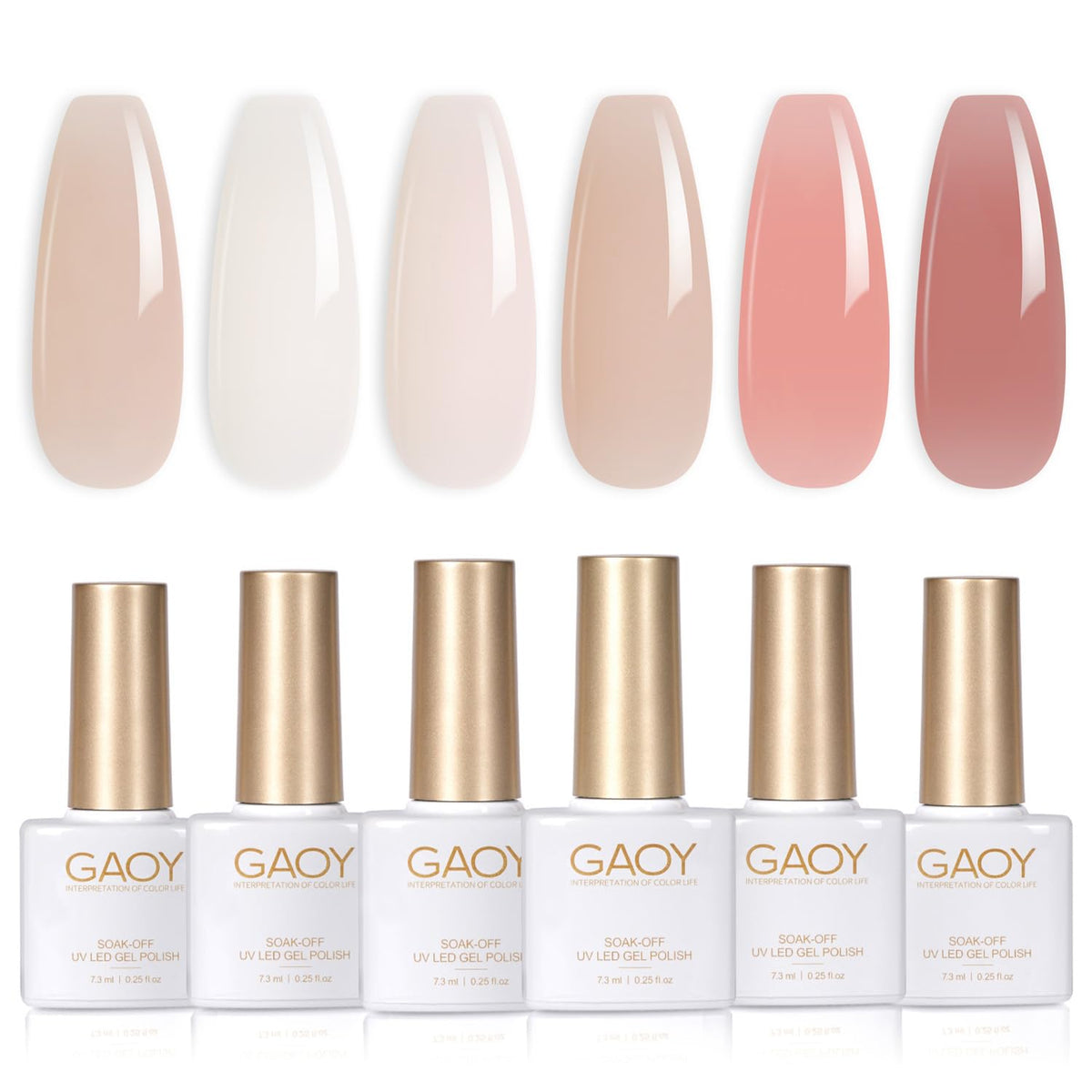 GAOY Jelly Nude Gel Nail Polish Set front view with six bottles