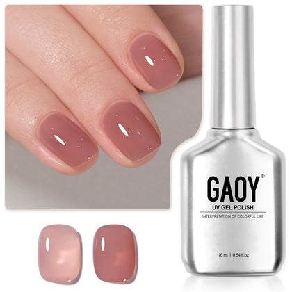 GAOY Jelly Nude Pink Gel Nail Polish 16ml bottle front view