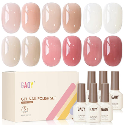 GAOY Jelly Pink Gel Nail Polish Set with six sheer colours