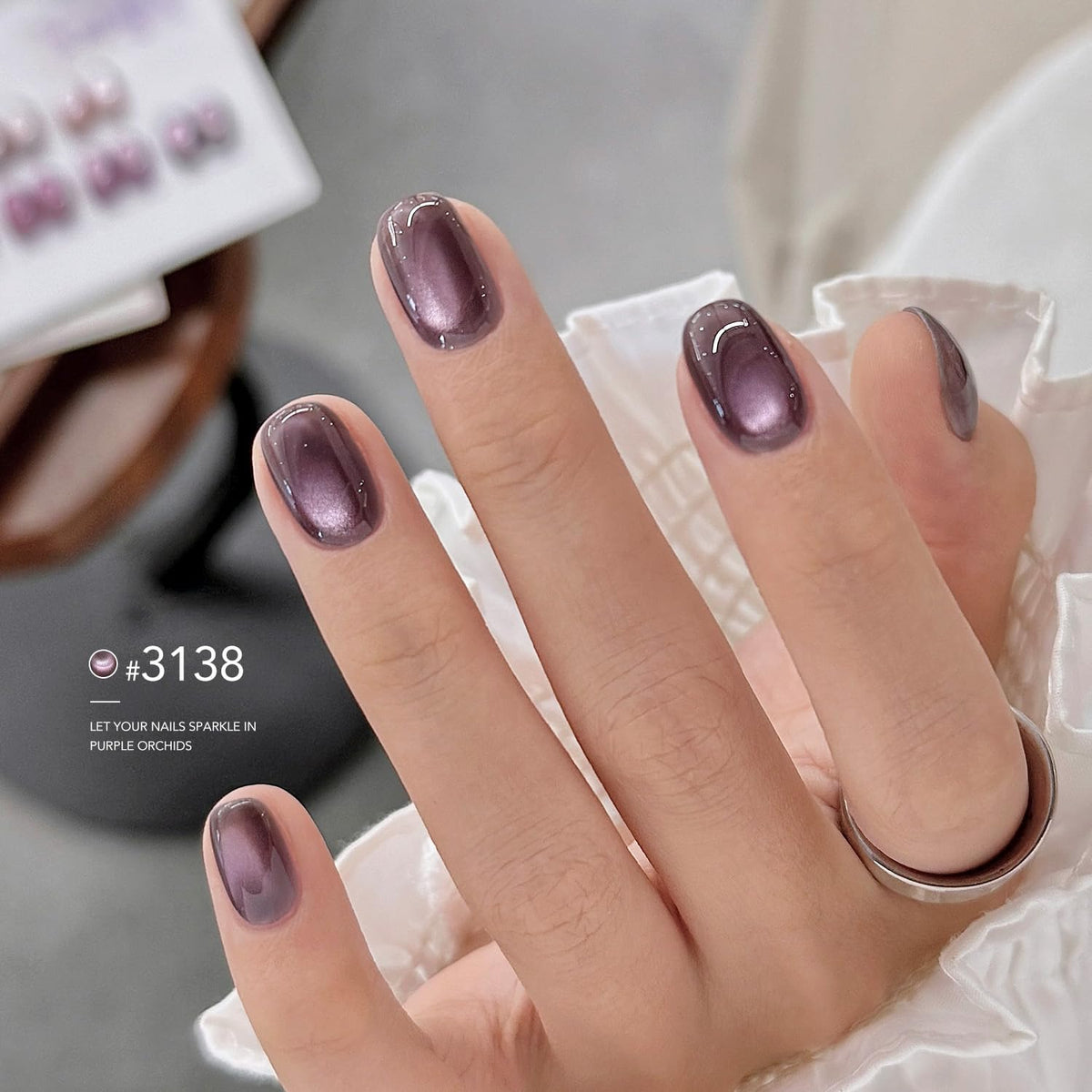 GAOY Jelly Purple Cat Eye Gel Nail Polish packaging side view