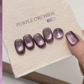 GAOY Jelly Purple Cat Eye Gel Nail Polish with glitter effect