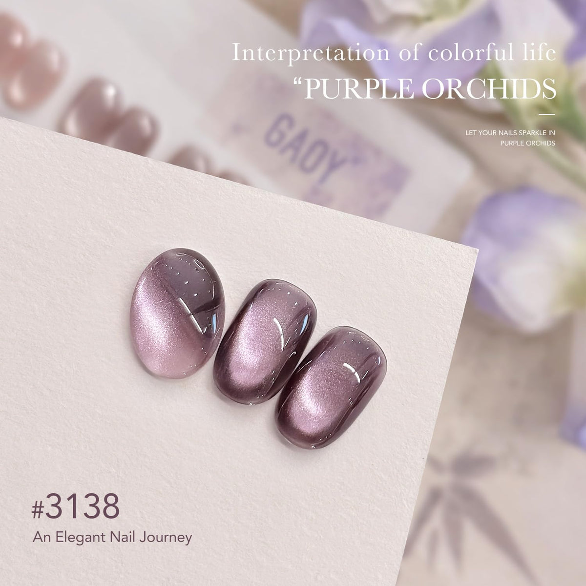 GAOY Jelly Purple Cat Eye Gel Nail Polish with magnet tool