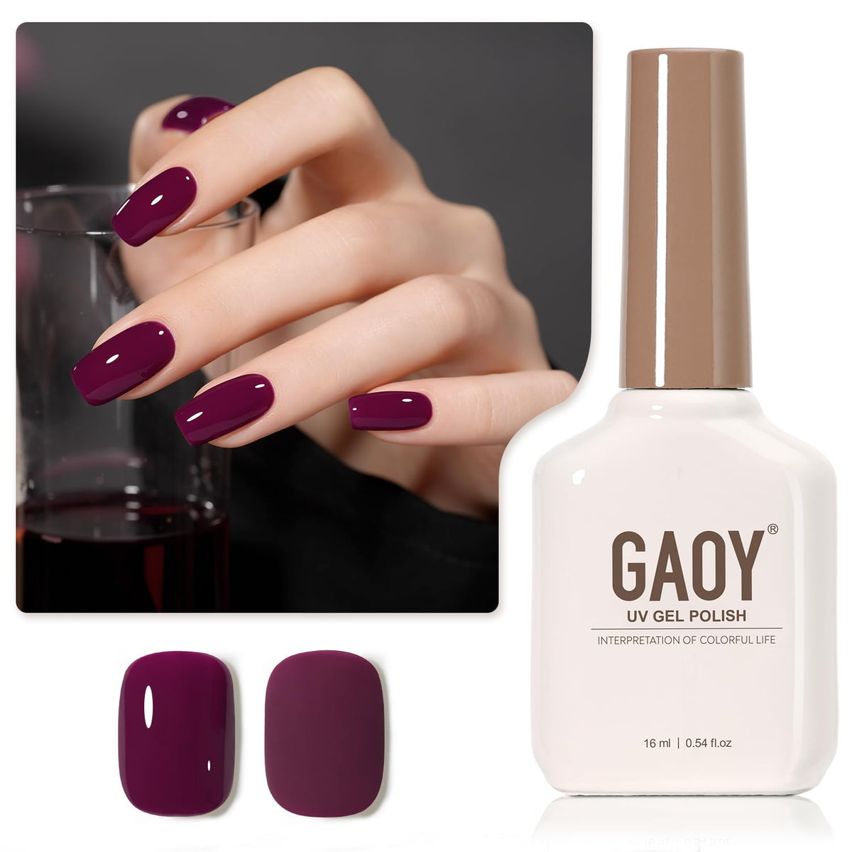 GAOY Jelly Purple Gel Nail Polish 16ml front view